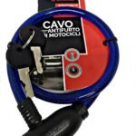 Cavo antifurto per motocicli e biciclette Acciaio intrecciato con 2 chiavi monoblocco cavo ricoperto (Blu)