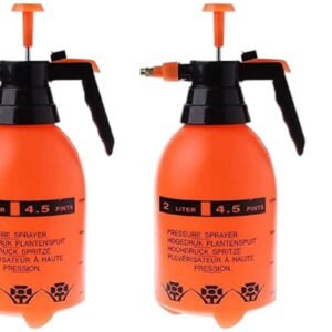 Spruzzino a pompa a bassa pressione 2 litri manuale per giardinaggio fertilizzanti cura delle piante (2, Arancio, Ovale, 2, Litri)