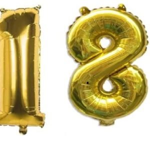 6 Palloncini Mylar decorazione feste compleanno 3 x numero 18 Oro 80 Cm