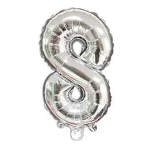 3 Palloncini Mylar decorazione feste compleanno party  3 x Numero 8, Argento 40 Cm